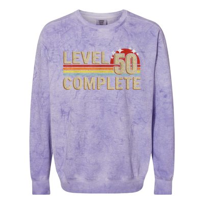 Level 50 Complete Gaming Vintage 50 Years Wedding Colorblast Crewneck Sweatshirt