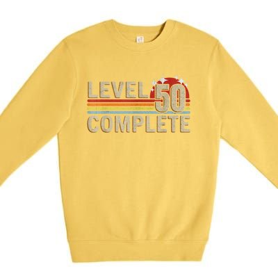 Level 50 Complete Gaming Vintage 50 Years Wedding Premium Crewneck Sweatshirt