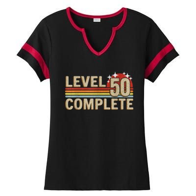 Level 50 Complete Gaming Vintage 50 Years Wedding Ladies Halftime Notch Neck Tee