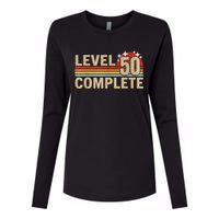 Level 50 Complete Gaming Vintage 50 Years Wedding Womens Cotton Relaxed Long Sleeve T-Shirt