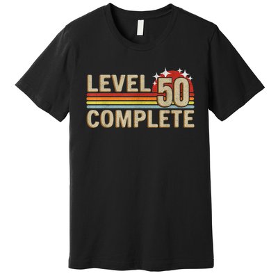 Level 50 Complete Gaming Vintage 50 Years Wedding Premium T-Shirt