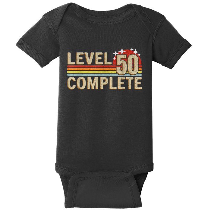 Level 50 Complete Gaming Vintage 50 Years Wedding Baby Bodysuit