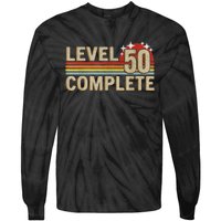 Level 50 Complete Gaming Vintage 50 Years Wedding Tie-Dye Long Sleeve Shirt