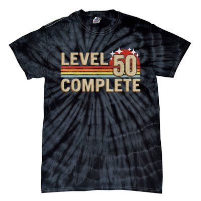 Level 50 Complete Gaming Vintage 50 Years Wedding Tie-Dye T-Shirt