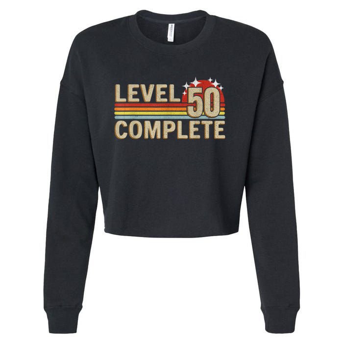 Level 50 Complete Gaming Vintage 50 Years Wedding Cropped Pullover Crew