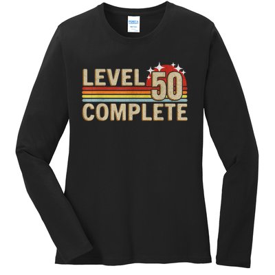 Level 50 Complete Gaming Vintage 50 Years Wedding Ladies Long Sleeve Shirt