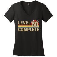 Level 50 Complete Gaming Vintage 50 Years Wedding Women's V-Neck T-Shirt