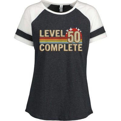 Level 50 Complete Gaming Vintage 50 Years Wedding Enza Ladies Jersey Colorblock Tee