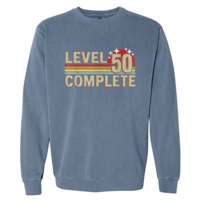 Level 50 Complete Gaming Vintage 50 Years Wedding Garment-Dyed Sweatshirt