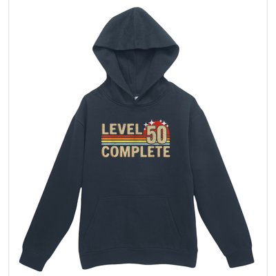 Level 50 Complete Gaming Vintage 50 Years Wedding Urban Pullover Hoodie