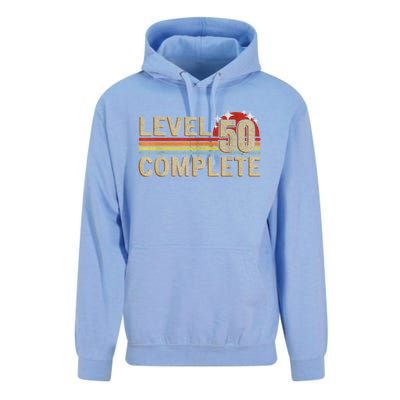 Level 50 Complete Gaming Vintage 50 Years Wedding Unisex Surf Hoodie