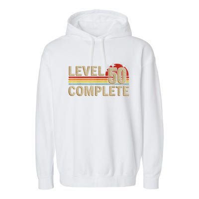 Level 50 Complete Gaming Vintage 50 Years Wedding Garment-Dyed Fleece Hoodie