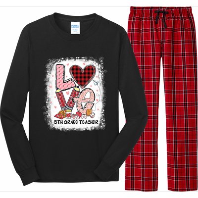 Love 5th Grade Teacher Happy Valentines Day Gift Long Sleeve Pajama Set