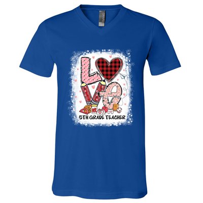 Love 5th Grade Teacher Happy Valentines Day Gift V-Neck T-Shirt