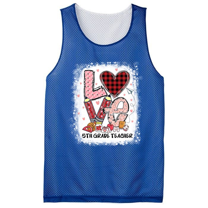 Love 5th Grade Teacher Happy Valentines Day Gift Mesh Reversible Basketball Jersey Tank