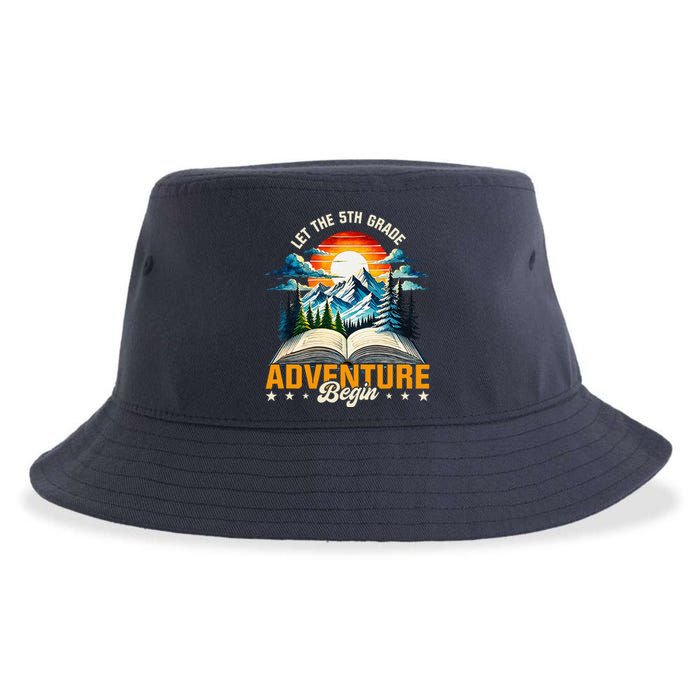 Let 5th Grade Adventure Begin Back To School Vintage Sunset Sustainable Bucket Hat