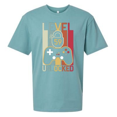 Level 59 Unlocked Birthday Gift Vintage Retro Sueded Cloud Jersey T-Shirt