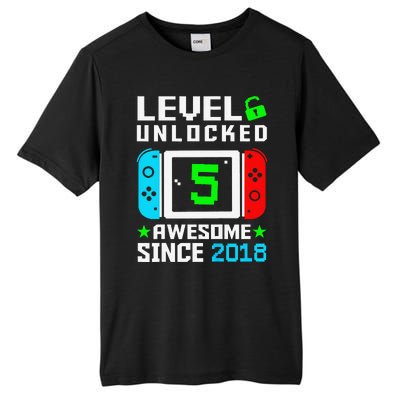 Level 5 Unlocked 5th Birthday 5 Year Old Gift Gamer Tall Fusion ChromaSoft Performance T-Shirt