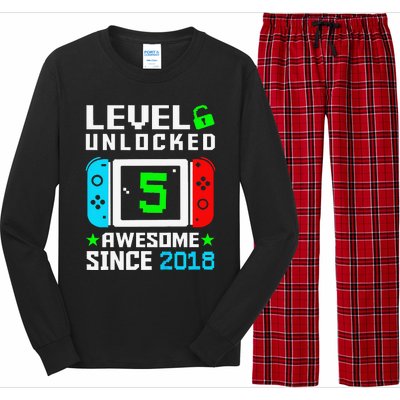 Level 5 Unlocked 5th Birthday 5 Year Old Gift Gamer Long Sleeve Pajama Set