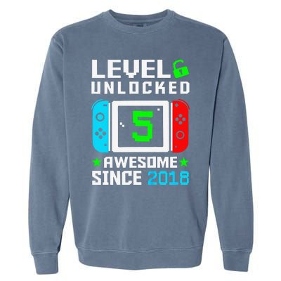 Level 5 Unlocked 5th Birthday 5 Year Old Gift Gamer Garment-Dyed Sweatshirt