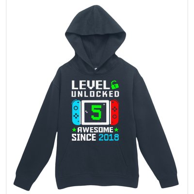 Level 5 Unlocked 5th Birthday 5 Year Old Gift Gamer Urban Pullover Hoodie