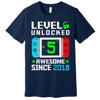 Level 5 Unlocked 5th Birthday 5 Year Old Gift Gamer Premium T-Shirt