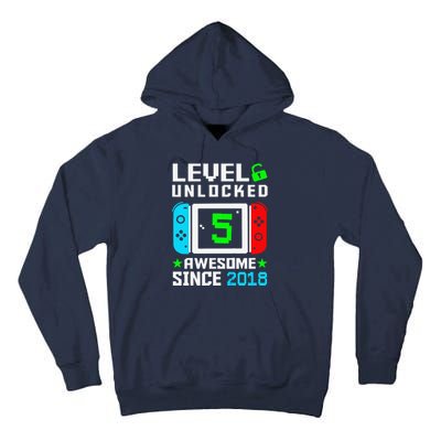 Level 5 Unlocked 5th Birthday 5 Year Old Gift Gamer Tall Hoodie