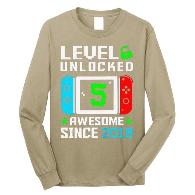 Level 5 Unlocked 5th Birthday 5 Year Old Gift Gamer Long Sleeve Shirt