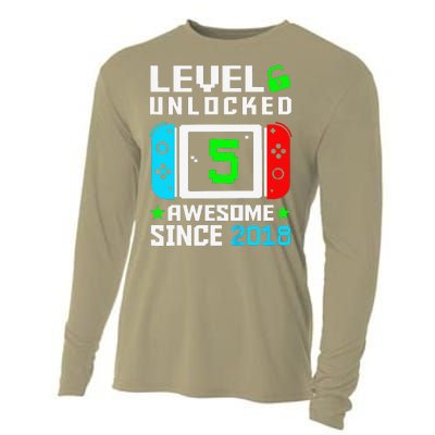 Level 5 Unlocked 5th Birthday 5 Year Old Gift Gamer Cooling Performance Long Sleeve Crew