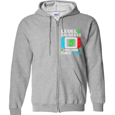 Level 5 Unlocked 5th Birthday 5 Year Old Gift Gamer Full Zip Hoodie