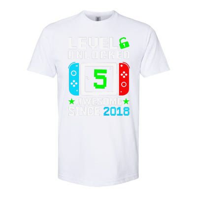 Level 5 Unlocked 5th Birthday 5 Year Old Gift Gamer Softstyle CVC T-Shirt