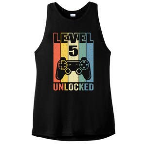 Level 5 Unlocked Funny Video Gamer 5th Birthday Gift Ladies PosiCharge Tri-Blend Wicking Tank