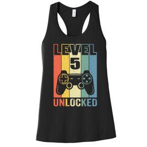 Level 5 Unlocked Funny Video Gamer 5th Birthday Gift Women's Racerback Tank