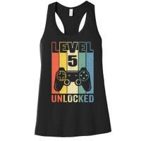 Level 5 Unlocked Funny Video Gamer 5th Birthday Gift Women's Racerback Tank