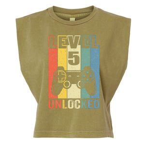 Level 5 Unlocked Funny Video Gamer 5th Birthday Gift Garment-Dyed Women's Muscle Tee