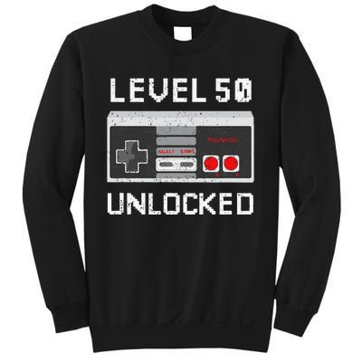 Level 50 Unlocked Video Games 50th Birthday Fiftieth Bday Sweatshirt