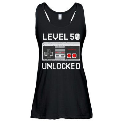 Level 50 Unlocked Video Games 50th Birthday Fiftieth Bday Ladies Essential Flowy Tank