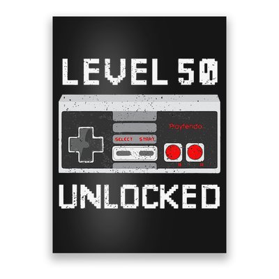 Level 50 Unlocked Video Games 50th Birthday Fiftieth Bday Poster