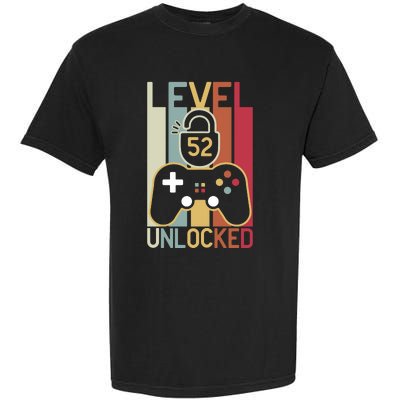 Level 52 Unlocked Birthday Gift Vintage Retro Garment-Dyed Heavyweight T-Shirt