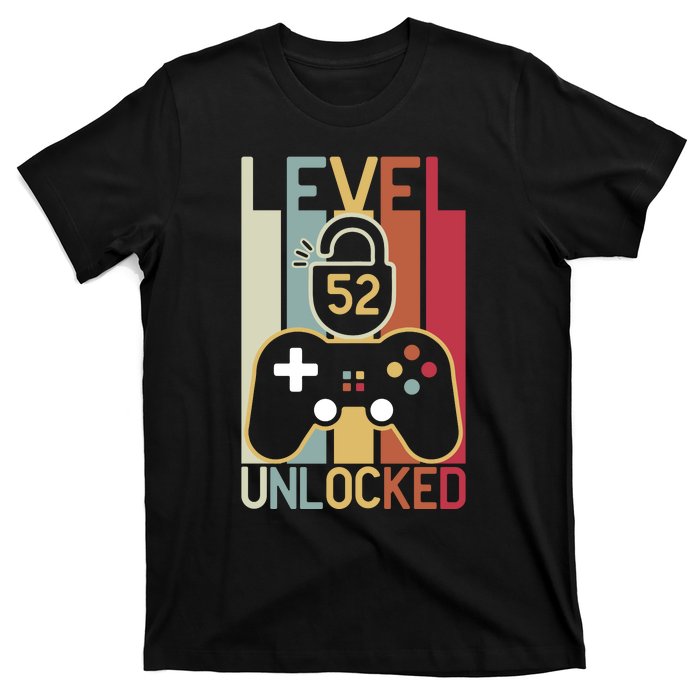 Level 52 Unlocked Birthday Gift Vintage Retro T-Shirt