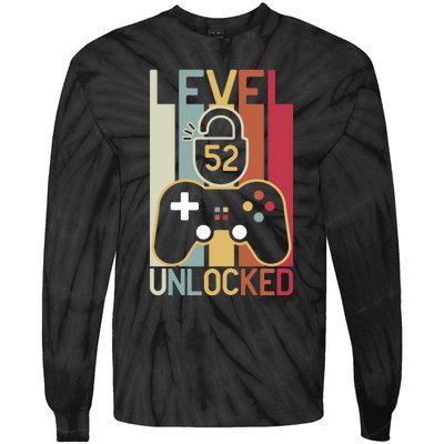 Level 52 Unlocked Birthday Gift Vintage Retro Tie-Dye Long Sleeve Shirt