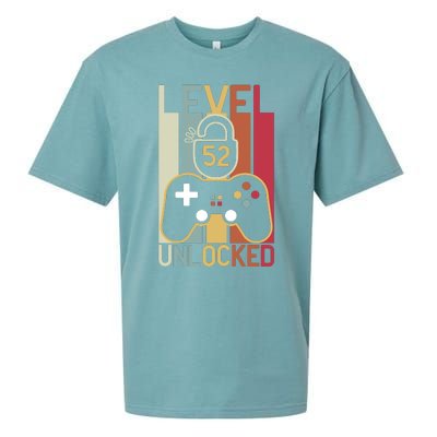 Level 52 Unlocked Birthday Gift Vintage Retro Sueded Cloud Jersey T-Shirt