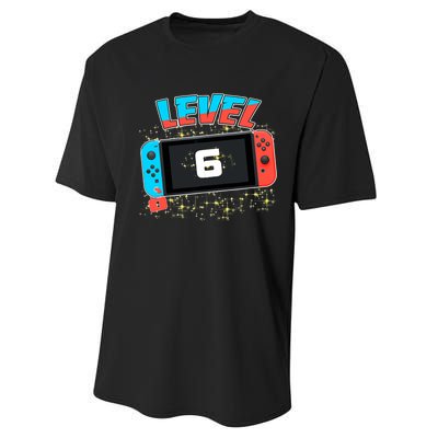 Level 6 Birthday Boy 6 Years Old Video Games Performance Sprint T-Shirt