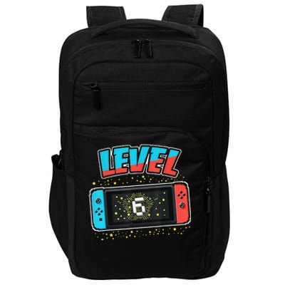 Level 6 Birthday 6 Years Old Video Games Gift Impact Tech Backpack