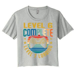 Level 6 Complete Level 7 Loading 6th Birthday Video Gamer Funny Gift Women's Crop Top Tee