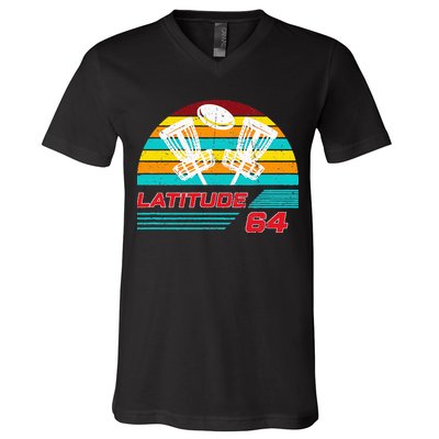 Latitude 64 Disc Golf Retro Vintage V-Neck T-Shirt