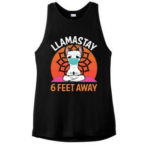 Llamastay 6 Feet Away Funny Llama Yoga Namaste Mask Gift Ladies PosiCharge Tri-Blend Wicking Tank