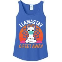 Llamastay 6 Feet Away Funny Llama Yoga Namaste Mask Gift Ladies Essential Tank