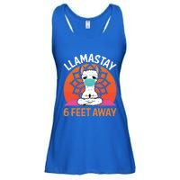 Llamastay 6 Feet Away Funny Llama Yoga Namaste Mask Gift Ladies Essential Flowy Tank