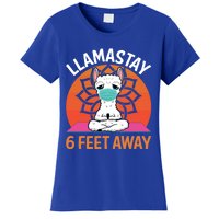 Llamastay 6 Feet Away Funny Llama Yoga Namaste Mask Gift Women's T-Shirt